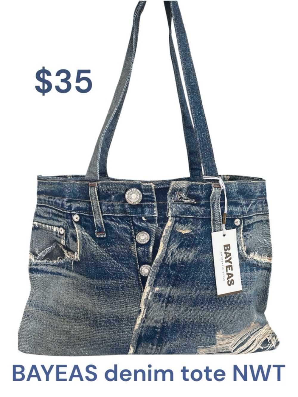 BAYEAS Blue Denim Tote Bag
